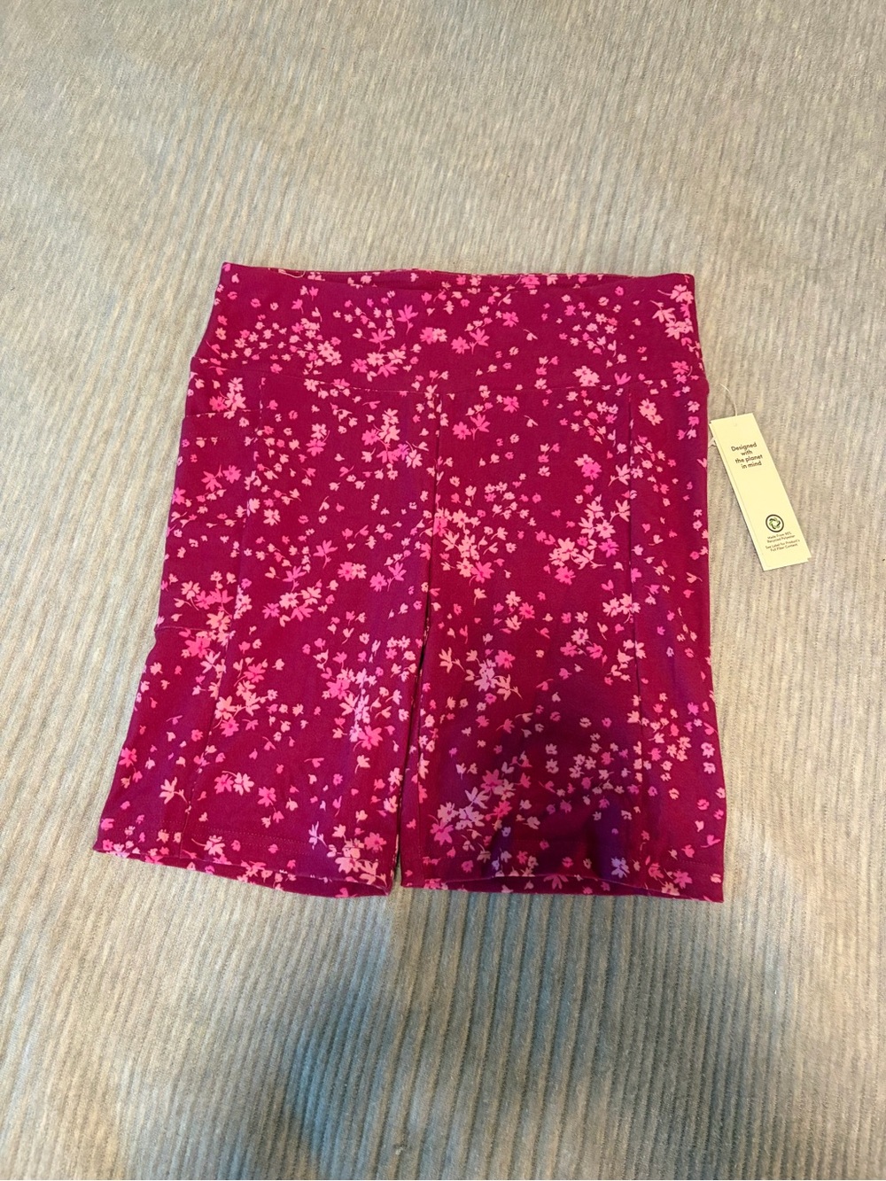NWT Walmart No Boundaries Pink Floral Soft Knit Bike Shorts, Size Small/Medium